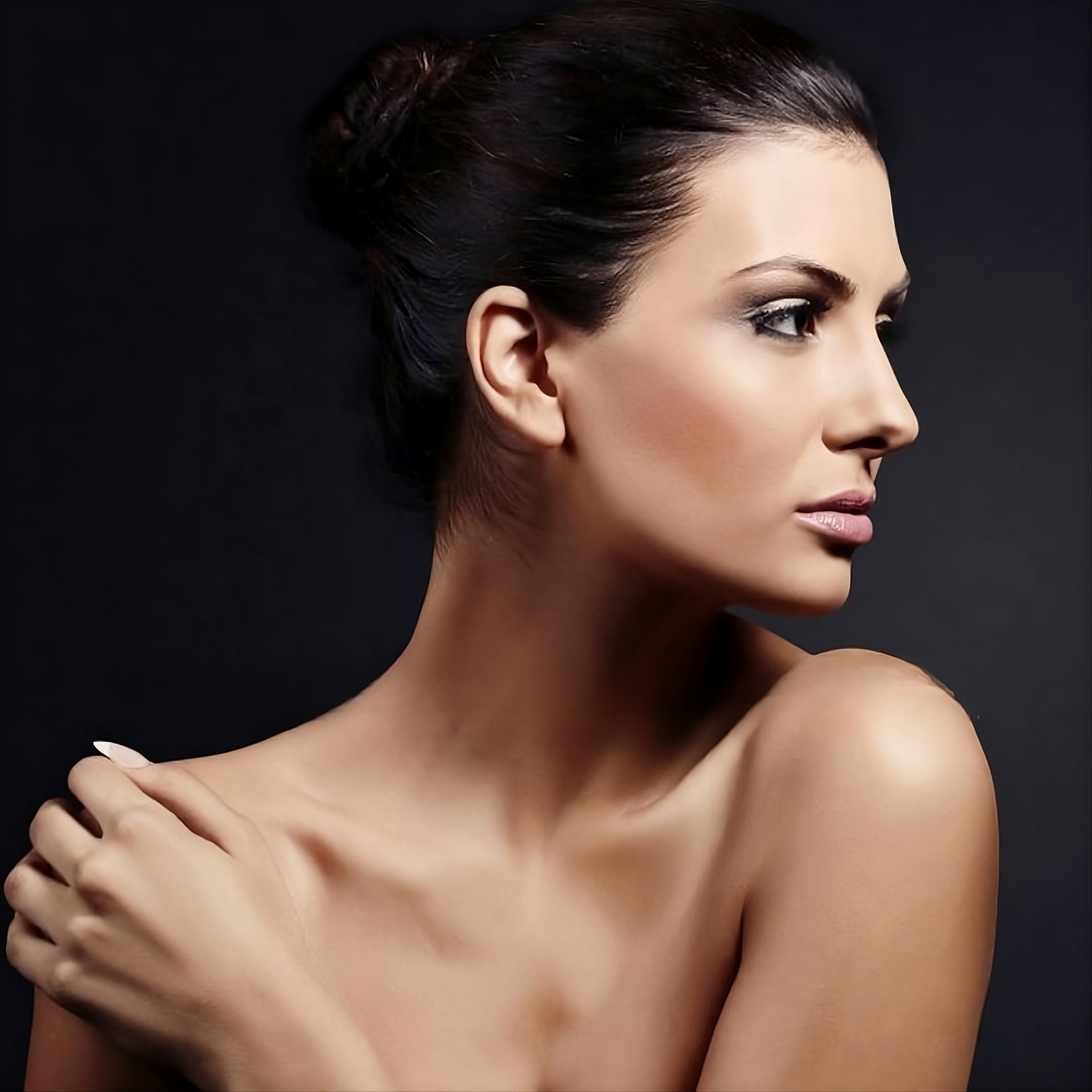 Editorial beauty portrait with polished makeup